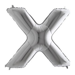 Fóliový balónek, písmeno X, velikost 102cm, stříbrná barva (zn. GRABO)