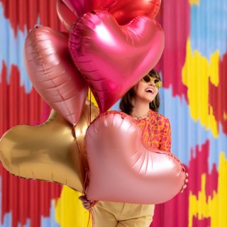 Fóliový balónek SRDCE velké, rozměr 75x64.5 cm, růžová barva (zn. PartyDeco)