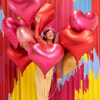 Fóliový balónek SRDCE velké, rozměr 75x64.5 cm, červená barva (zn. PartyDeco)