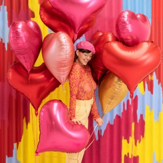 Fóliový balónek SRDCE velké, rozměr 75x64.5 cm, červená barva (zn. PartyDeco)