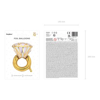 Fóliový balónek PRSTEN, rozměr 60x95cm, zlatá barva (zn. PartyDeco)