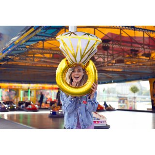 Fóliový balónek PRSTEN, rozměr 60x95cm, zlatá barva (zn. PartyDeco)