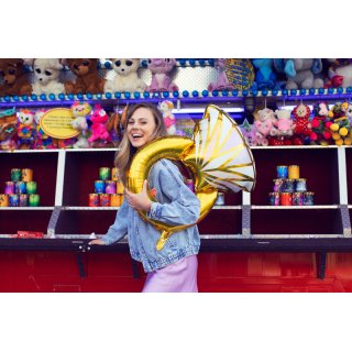 Fóliový balónek PRSTEN, rozměr 60x95cm, zlatá barva (zn. PartyDeco)