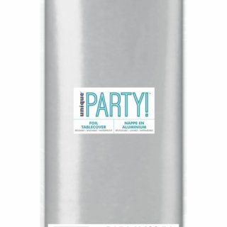 Ubrus fóliový, lesklý, stříbrná barva, rozměr 137x213 cm (zn. UNIQUE)