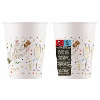 Papírové kelímky Šampus a skleničky, univerzální k oslavě, objem 200ml, set 8ks (zn. Godan)
