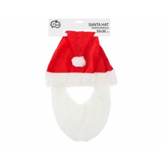 Čepice s vousy Santa Claus, červeno-bílá (zn. Godan)