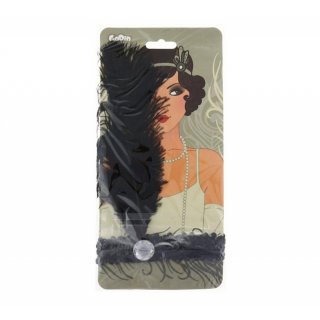 Retro čelenka Kabaret s peřím, černá barva (zn. Godan)