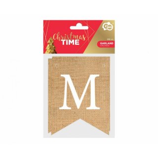 Papírová vánoční girlanda / banner Merry Christmas, jutový efekt, rozměr 250x13cm (zn. Godan)