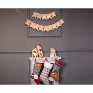 Papírová vánoční girlanda / banner Merry Christmas, jutový efekt, rozměr 250x13cm (zn. Godan)