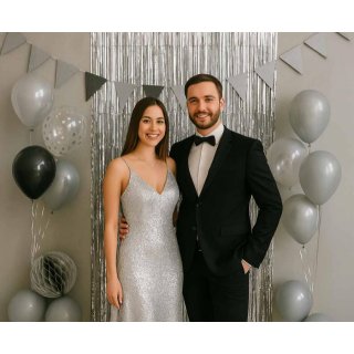 Dekorační fóliový závěs, stříbrná barva, rozměr 90x240cm (zn. Godan-Beauty&Charm)