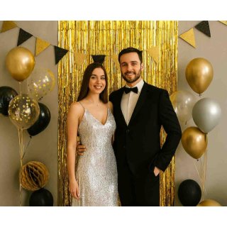 Dekorační fóliový závěs, zlatá barva, rozměr 90x240cm (zn. Godan-Beauty&Charm)