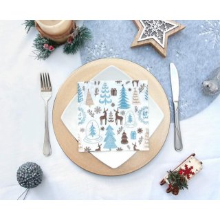 Vánoční ubrousky Hello Winter, bílé, rozměr 33x33cm, set 20ks (zn. Godan)