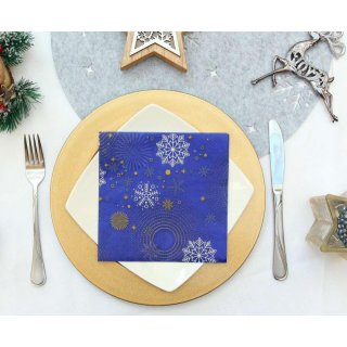 Vánoční ubrousky Hello Winter, námořnická modrá, rozměr 33x33cm, set 20ks (zn. Godan)