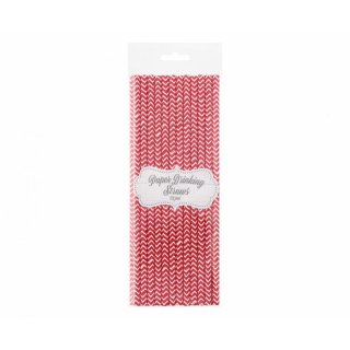 Papírová brčka - červeno-bílé linky, 6x197mm, set 24ks (zn. Godan)