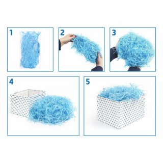 Dekorační výplň na balení dárků, 30g, světle modrá barva (zn. Godan)