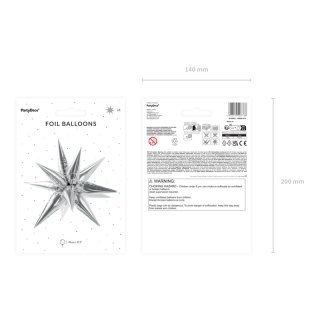 Fóliový balónek 3D HVĚZDA, velikost 70cm, stříbrná barva (zn. PartyDeco)