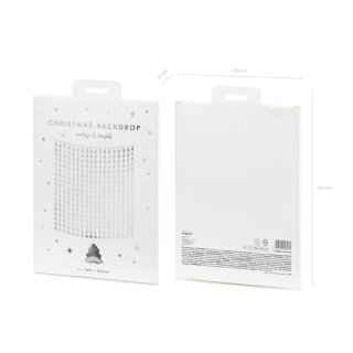 Dekorační fóliový závěs - Vánoční stromečky, stříbrná barva, rozměr 100x245cm (zn. PartyDeco)