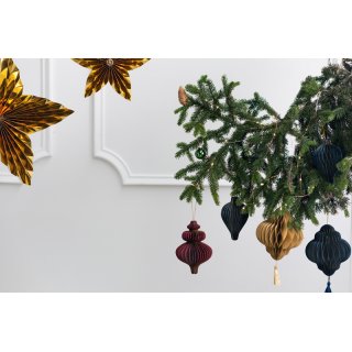 Voštinová papírová ozdoba Lucerna, tmavě modrá, rozměr 13.2x15cm (zn. PartyDeco)