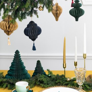 Voštinová papírová ozdoba Lucerna, zlatá barva, rozměr 13.2x15cm (zn. PartyDeco)