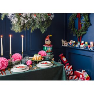 Kovový svícen na kónickou svíčku, zlatá barva, délka 22 cm (zn. PartyDeco)