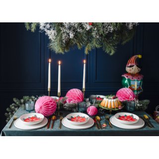 Kovový svícen na kónickou svíčku, zlatá barva, délka 22 cm (zn. PartyDeco)