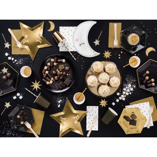 Dortové zápichy / na muffiny - HVĚZDIČKY, zlatá barva s glitrovým efektem, rozměr 11.5cm (zn. PartyDeco)