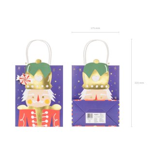 Dárková taška LOUSKÁČEK na modrém pozadí, rozměr 18x25x10.5cm (zn. PartyDeco)