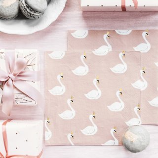 Balicí papír, jemně růžový, vzor lístečky a tečky, rozměr 70x200cm, set 2ks (zn. PartyDeco)