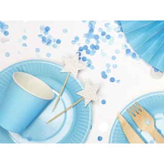 Dortové zápichy / na muffiny - HVĚZDIČKY, stříbrná barva s glitrovým efektem, rozměr 11.5cm (zn. PartyDeco)