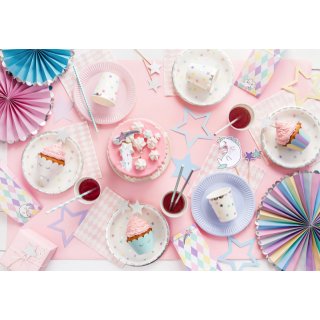 Dortové zápichy / na muffiny - HVĚZDIČKY, stříbrná barva s glitrovým efektem, rozměr 11.5cm (zn. PartyDeco)