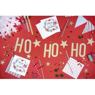 Vánoční ubrousky Hvězdy, zlaté na bílém pozadí, rozměr 33x33cm (zn. PartyDeco)