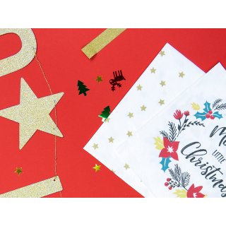 Vánoční ubrousky Hvězdy, zlaté na bílém pozadí, rozměr 33x33cm (zn. PartyDeco)