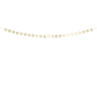 Papírová girlanda Hvězdičky, zlatá metalická barva, výška 10cm / délka 3m (zn. PartyDeco)