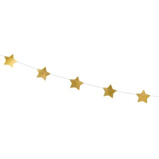 Fóliová girlanda Hvězdičky, zlatá zrcadlová barva, výška 5cm / délka 3.6m (zn. PartyDeco)