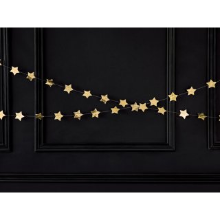Fóliová girlanda Hvězdičky, zlatá zrcadlová barva, výška 5cm / délka 3.6m (zn. PartyDeco)