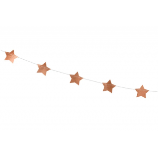 Fóliová girlanda Hvězdičky, rosegold zrcadlová barva, výška 5cm / délka 3.6m (zn. PartyDeco)