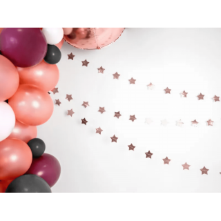 Fóliová girlanda Hvězdičky, rosegold zrcadlová barva, výška 5cm / délka 3.6m (zn. PartyDeco)