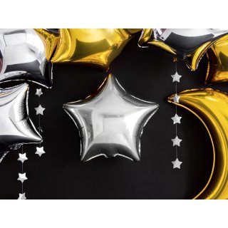 Fóliová girlanda Hvězdičky, stříbrná zrcadlová barva, výška 5cm / délka 3.6m (zn. PartyDeco)
