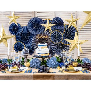 Papírová pěticípá 3D HVĚZDA, zlatá zrcadlová barva, průměr 45cm + provázek (zn. PartyDeco)