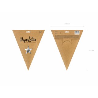 Papírová pěticípá 3D HVĚZDA, stříbrná zrcadlová barva, průměr 45cm + provázek (zn. PartyDeco)