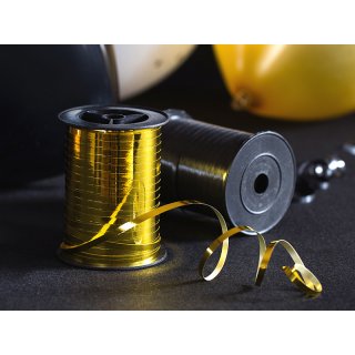 Plastová stuha, zlatá metalická barva, 5mm/225m (zn. PartyDeco)