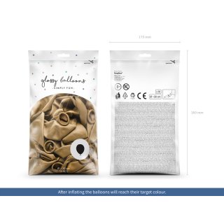 Latexový lesklý chromový balónek, velikost 30cm, zlatá barva (zn. GlossyBalloons)