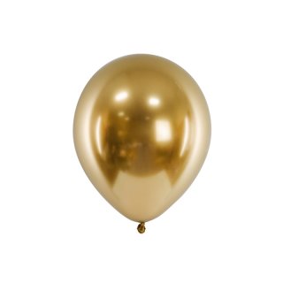 Latexový lesklý chromový balónek, velikost 30cm, zlatá barva (zn. GlossyBalloons)