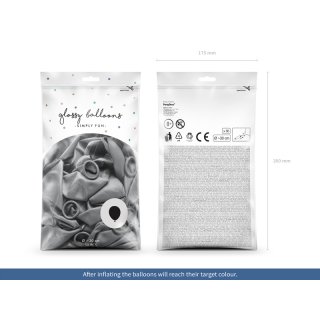 Latexový lesklý chromový balónek, velikost 30cm, stříbrná barva (zn. GlossyBalloons)