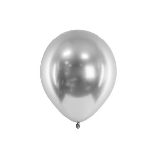 Latexový lesklý chromový balónek, velikost 30cm, stříbrná barva (zn. GlossyBalloons)