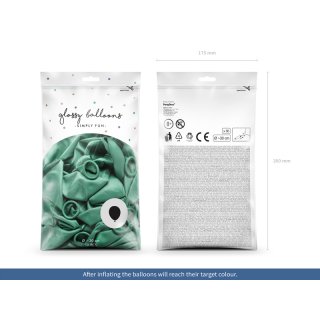 Latexový lesklý chromový balónek, velikost 30cm, lahvově zelená barva (zn. GlossyBalloons)