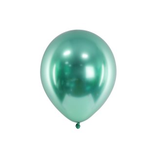 Latexový lesklý chromový balónek, velikost 30cm, lahvově zelená barva (zn. GlossyBalloons)
