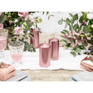Svíčka VÁLEC, rosegold metalická barva, výška 12x6cm (zn. PartyDeco)