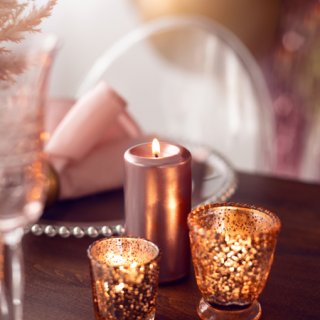 Svíčka VÁLEC, rosegold metalická barva, výška 12x6cm (zn. PartyDeco)