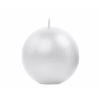 Svíčka KOULE, bílá perleťová barva, průměr 6cm (zn. PartyDeco)